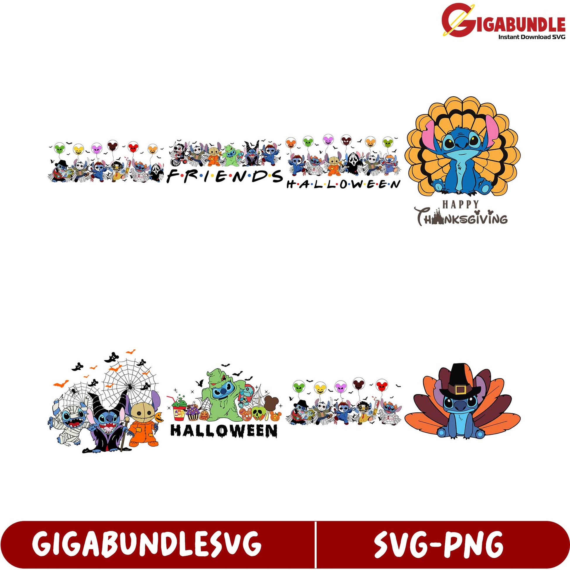SVG Bundle of Halloween & Thanksgiving Friends Characters