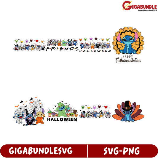 SVG Bundle of Halloween & Thanksgiving Friends Characters
