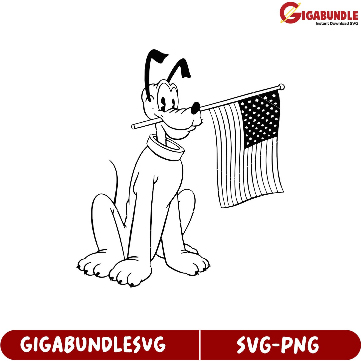 SVG Format Cartoon Dog Holding American Flag for Creative Projects