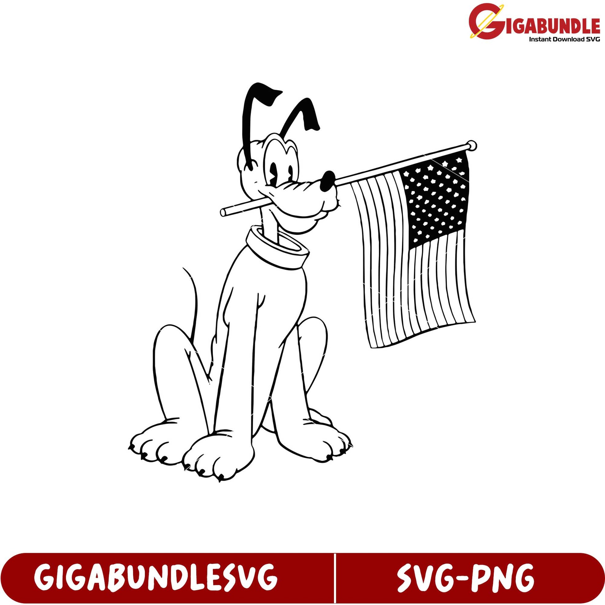 SVG Format Cartoon Dog Holding American Flag for Creative Projects