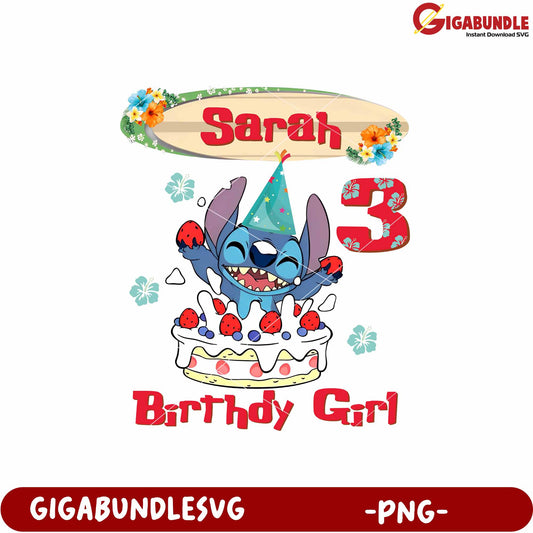 Sarah birthday stitch lilo png, stitch lilo png, disney birthday png