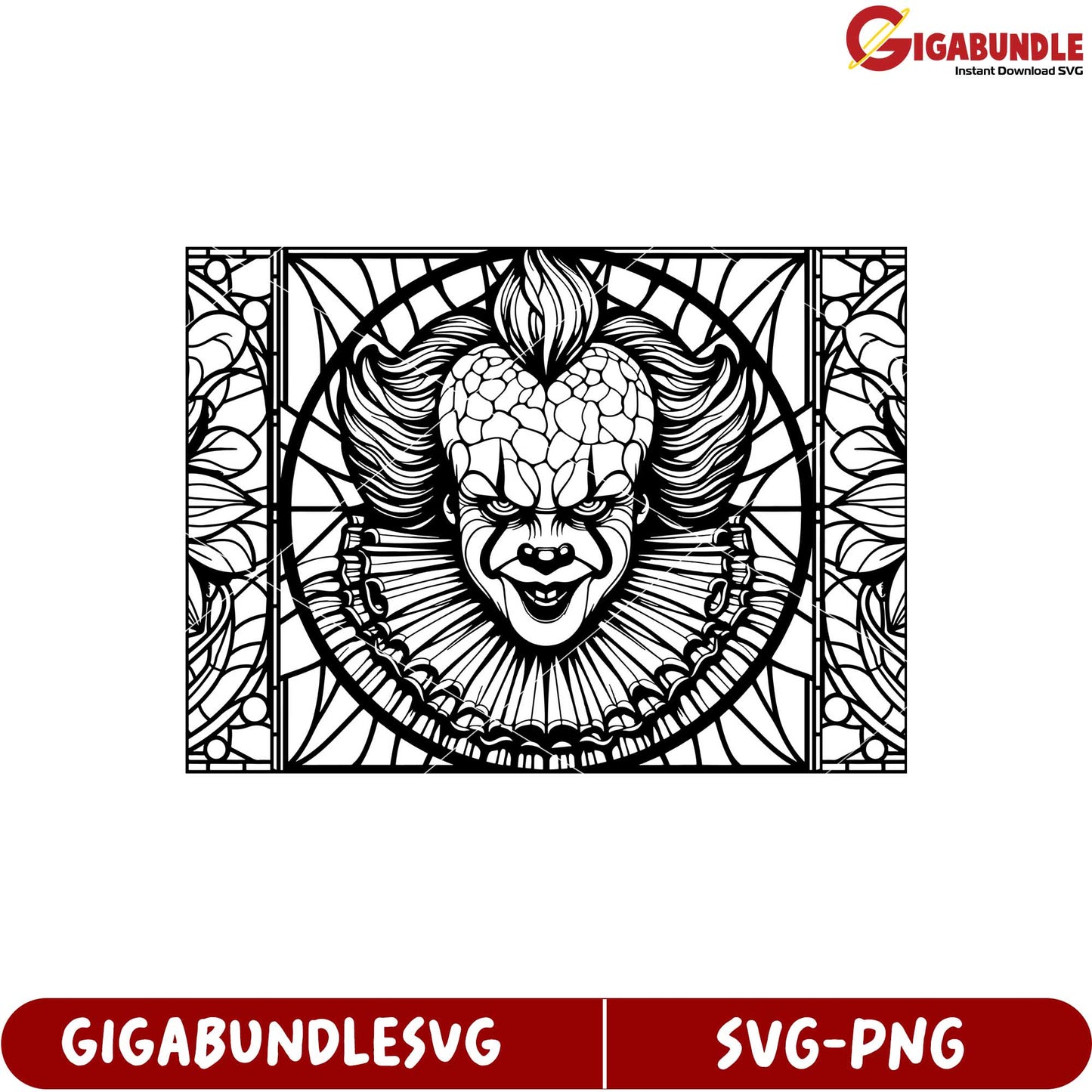Scary Clown Stained Glass SVG Product for Craft and Design Projects