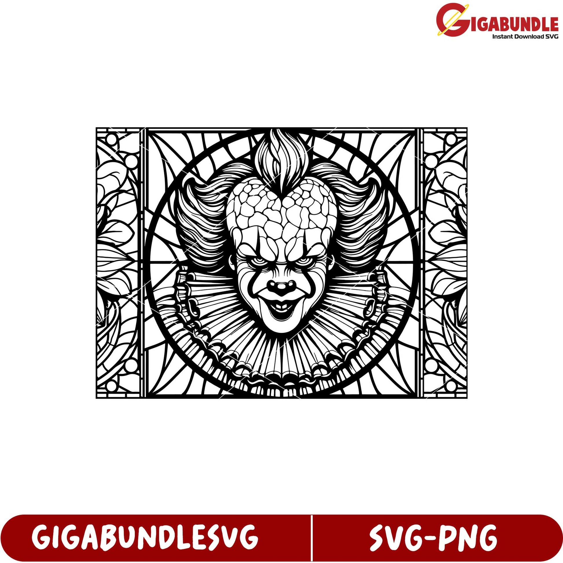 Scary Clown Stained Glass SVG Product for Craft and Design Projects