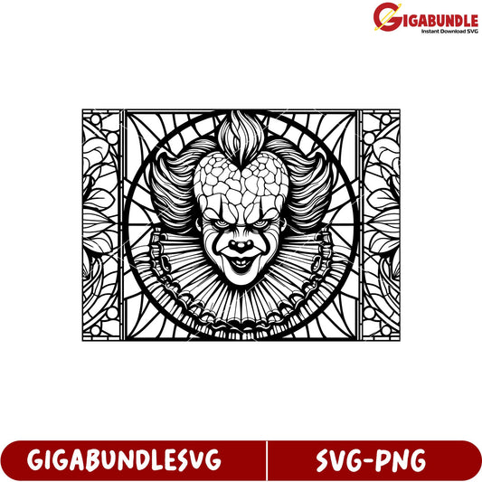Scary Clown Stained Glass SVG Product for Craft and Design Projects