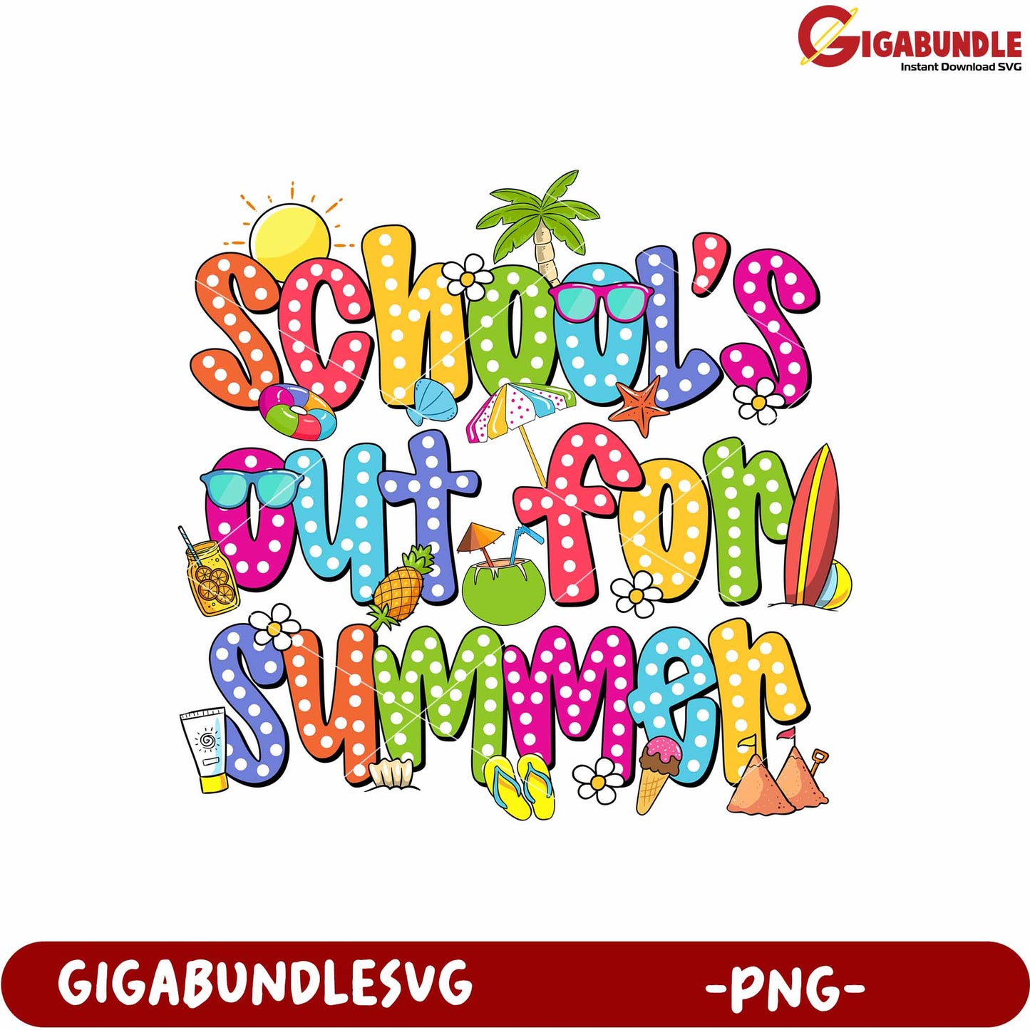School out for summer png, summer vacation png, end of school year png