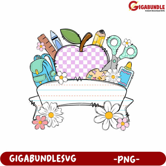 School supplies design for boy png, boys stationery png, cool school supplies png