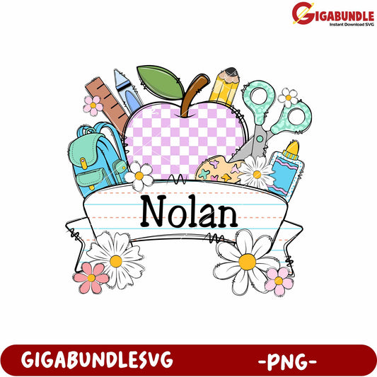 School supplies png, stationery png, school tools png