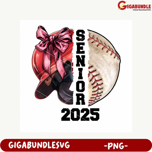 Senior 2025 Baseball and Cheerleading PNG Design