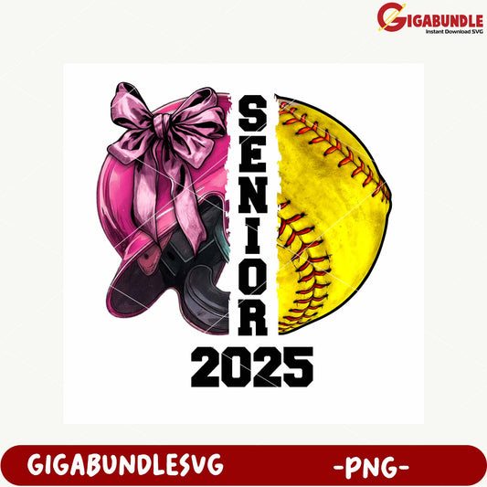 Senior 2025 Softball Helmet Design PNG Downloadable Art
