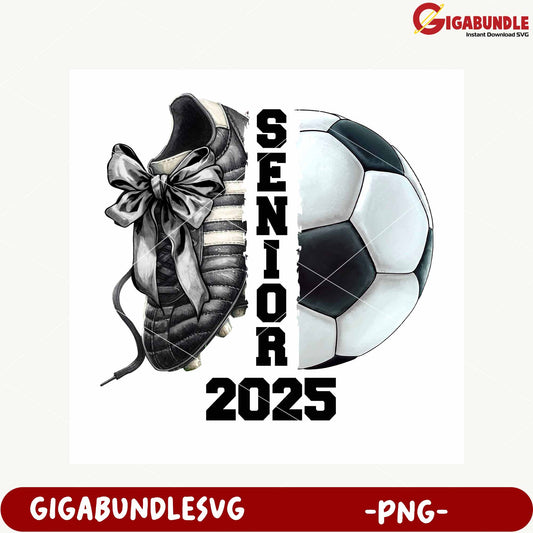 Senior Soccer Design 2025 Stylish Cleats and Ball PNG
