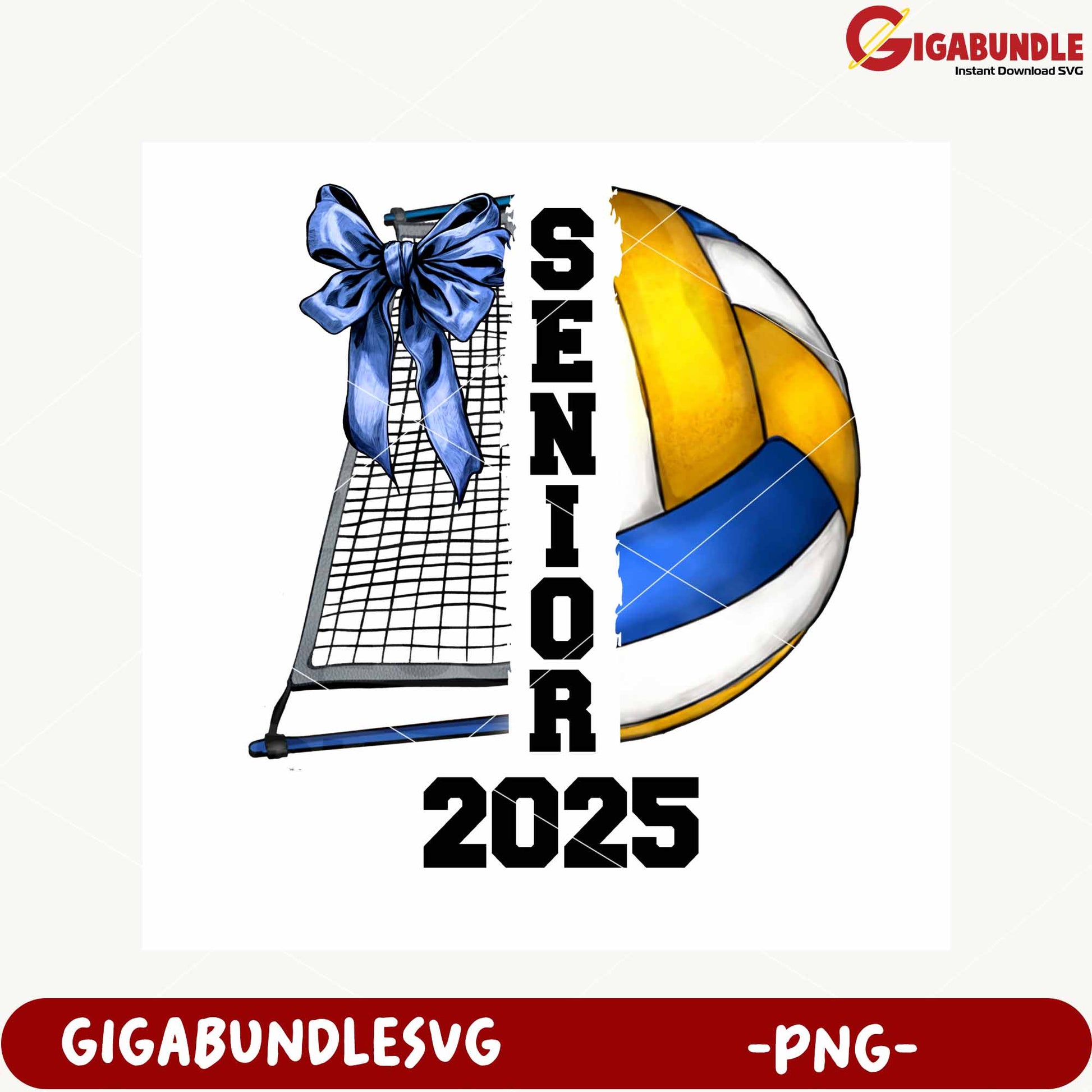 Senior Volleyball 2025 PNG Graphic Design for Gifts