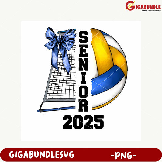 Senior Volleyball 2025 PNG Graphic Design for Gifts