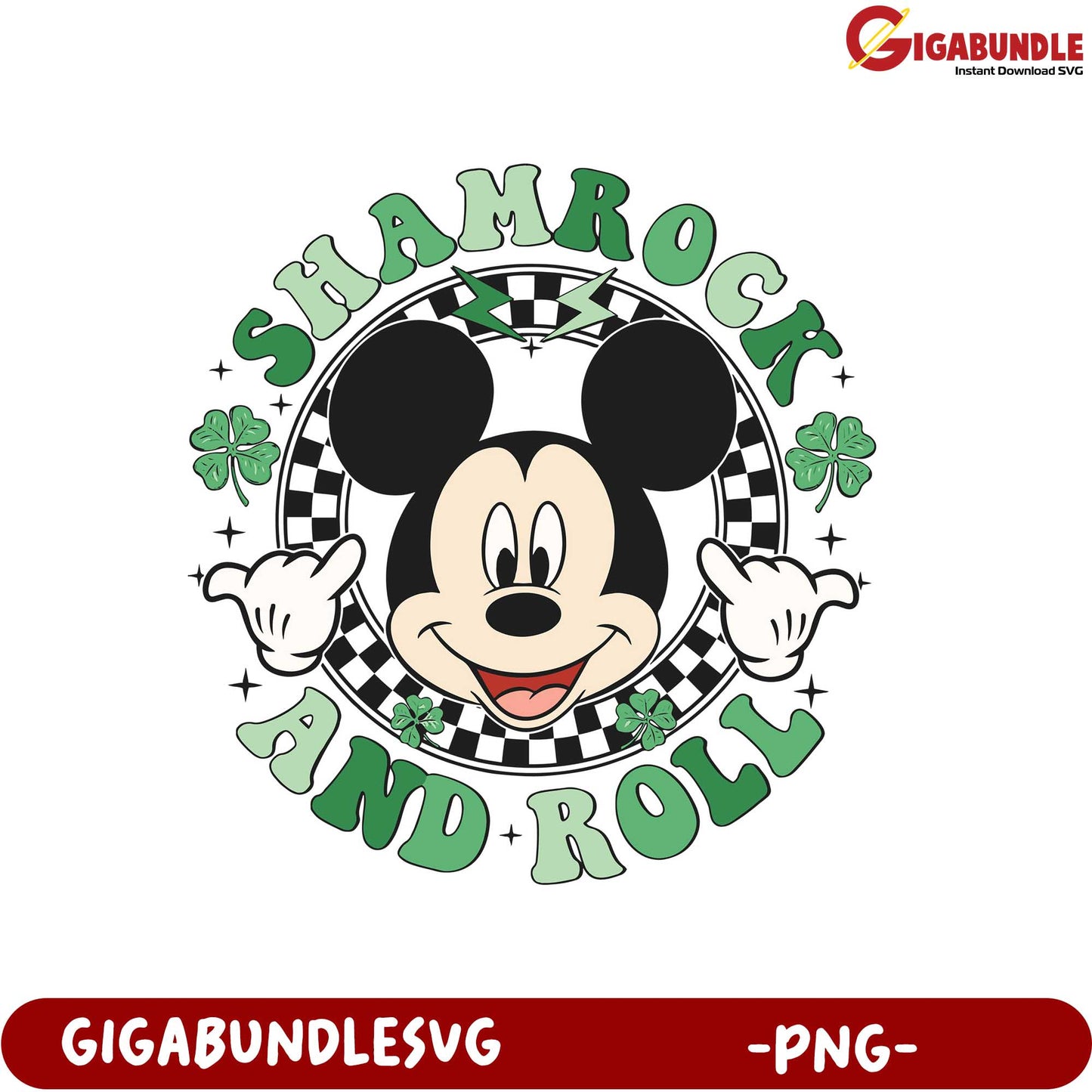 Shamrock and Roll PNG Mickey Mouse St. Patrick's Day Design