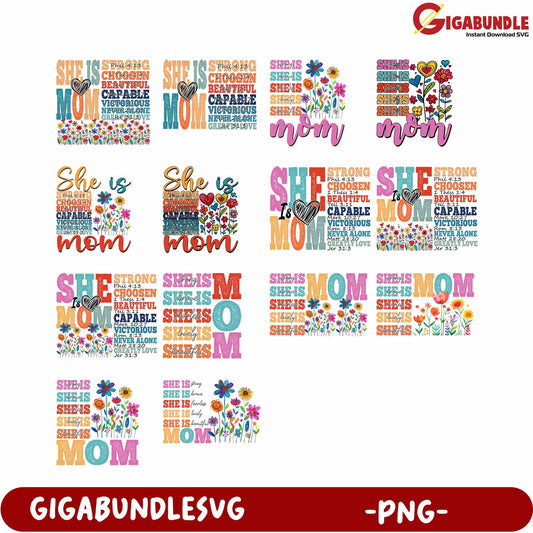 She Is Mom Bundle Png