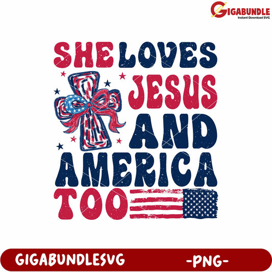 She loves jesus and american png, american pride png, faith and patriotism png