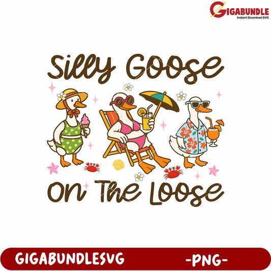 Silly goose on the loose png, silly goose png, cartoon goose png