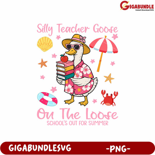 Silly teacher goose on the loose png, funny bird png, playful teacher png