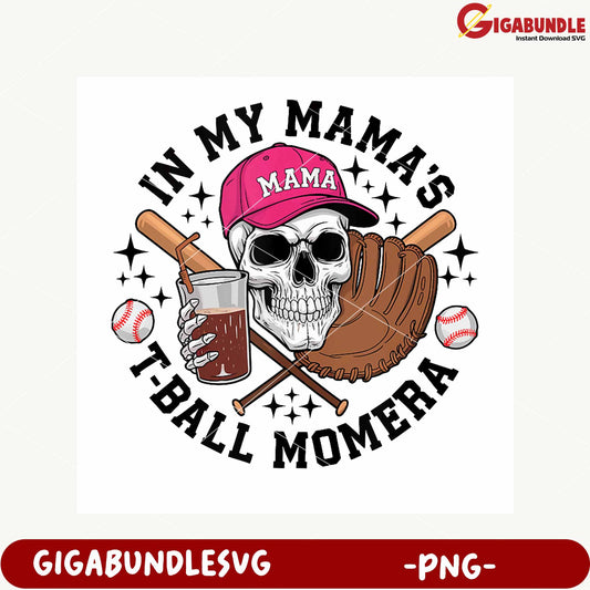 Skull T-Ball Design for Mama Fun PNG Graphic Art