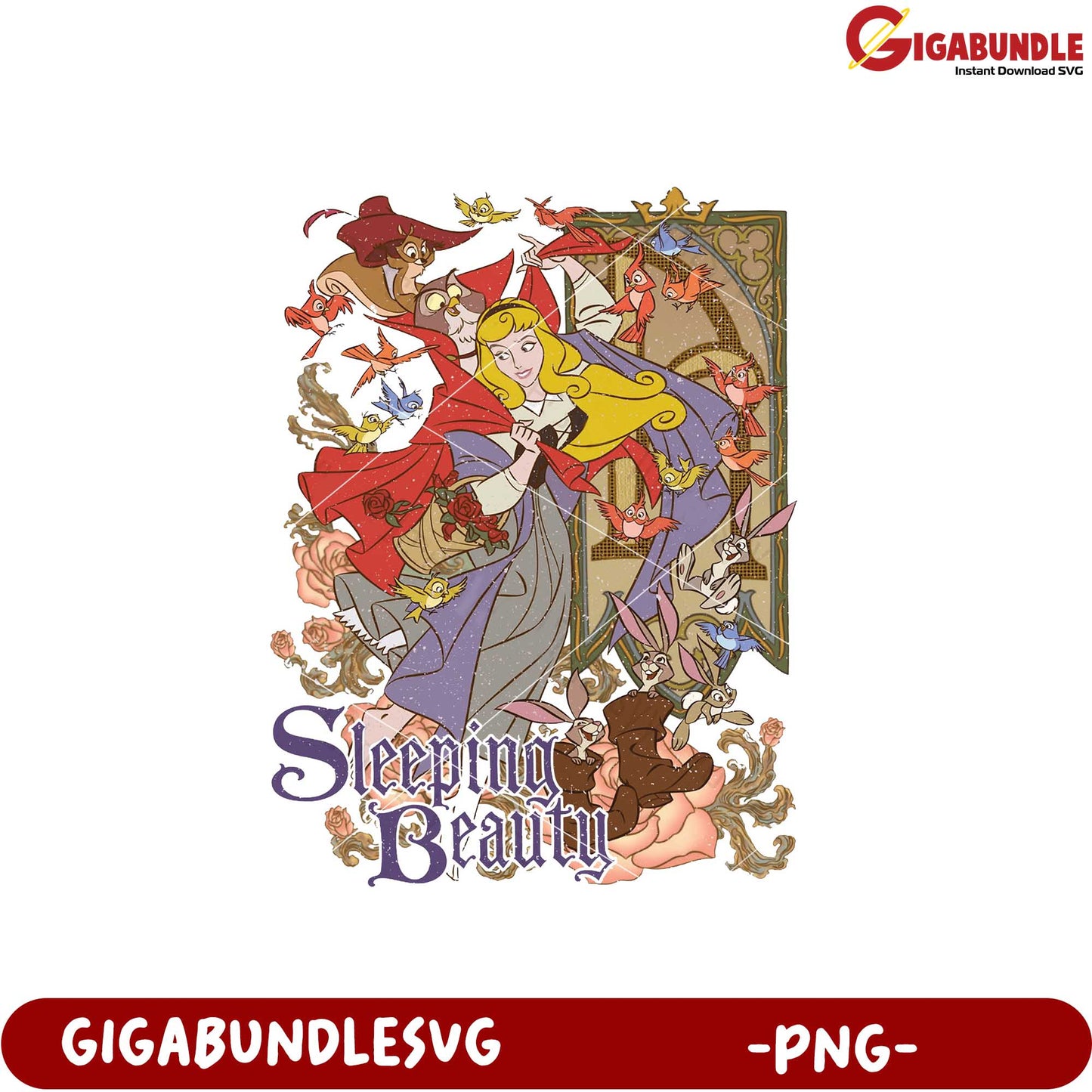 Sleeping Beauty Character Illustration PNG Downloadable File
