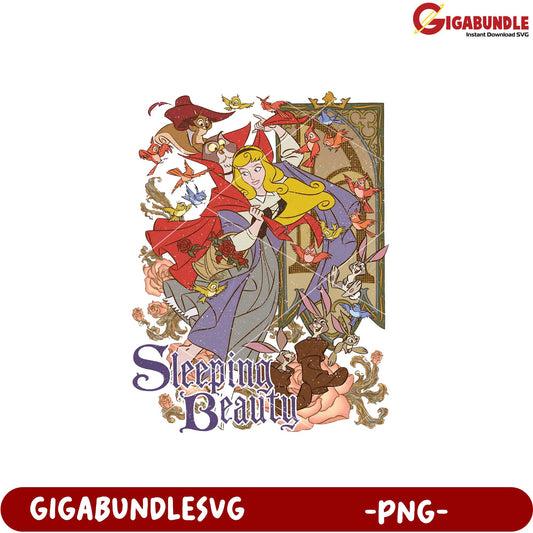 Sleeping Beauty Character Illustration PNG Downloadable File