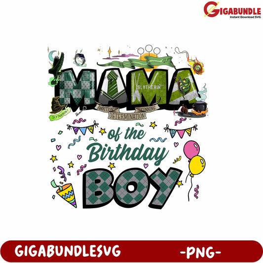 Slytherin Mama Birthday Boy Colorful PNG Design for Celebrations
