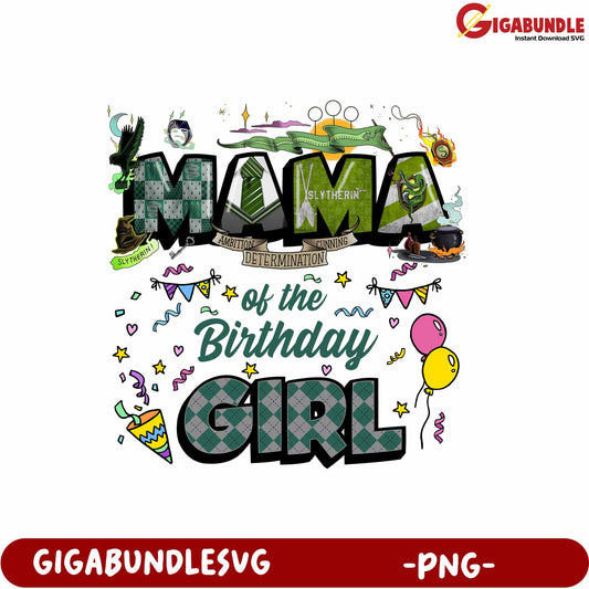 Slytherin Mama Birthday Girl PNG Graphic for Celebrations and Parties
