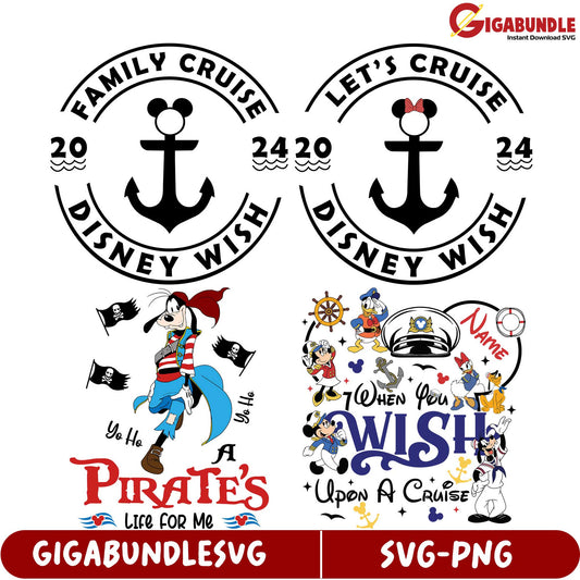 Smart SVG Bundle Disney Cruise 2024 Family & Pirate Designs