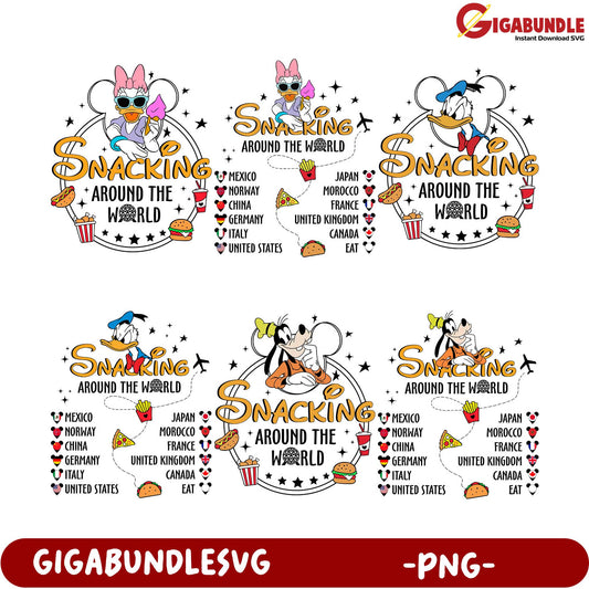 Snacking Around the World Fun PNG Bundle for Food Lovers