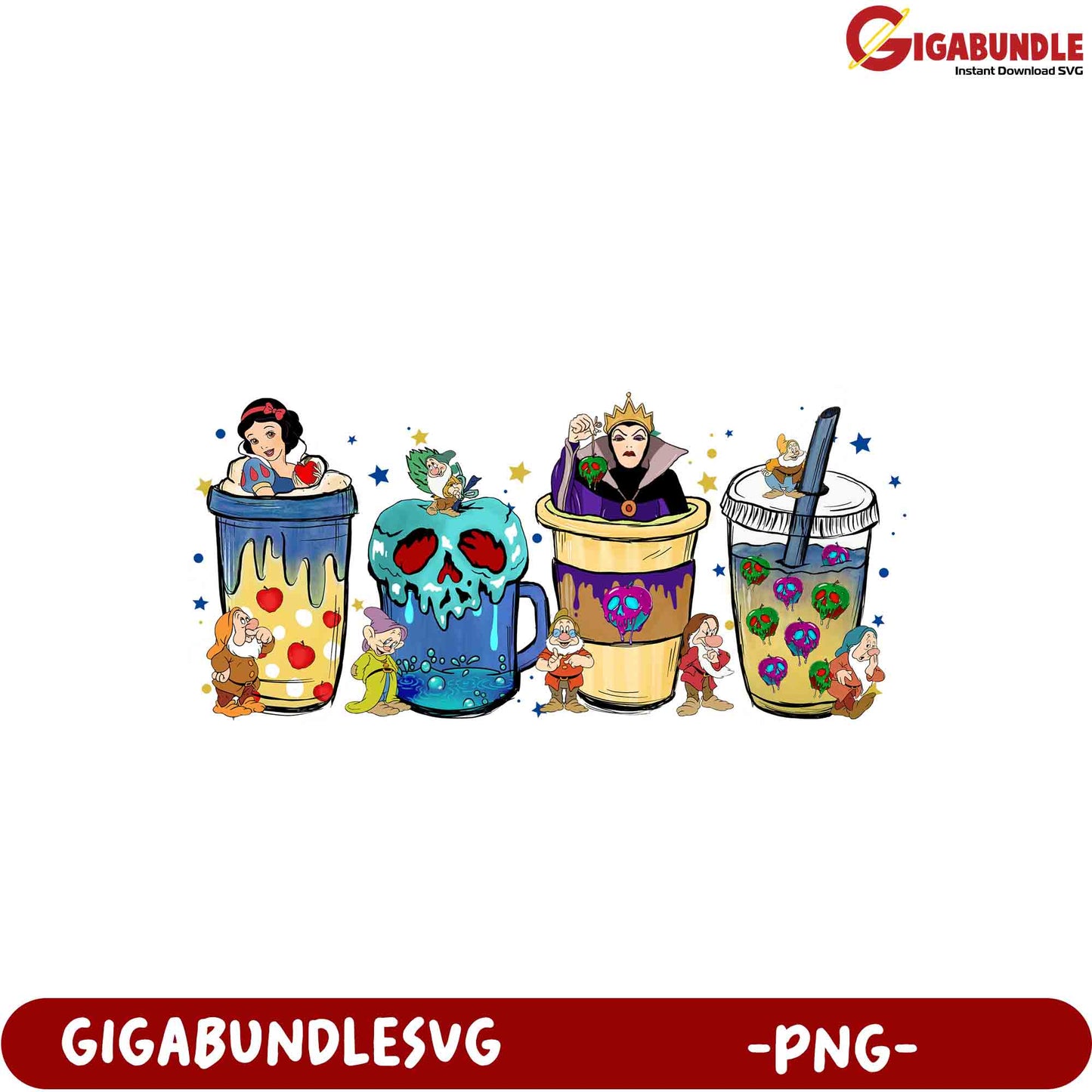 Snow White Drinks PNG SVG Sublimation Design