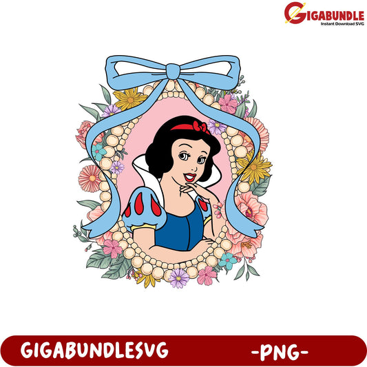 Snow White Floral Design PNG Download for Crafting Projects