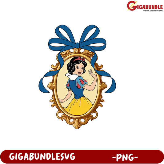 Snow White Vintage Frame PNG Art Downloadable Image for Crafts