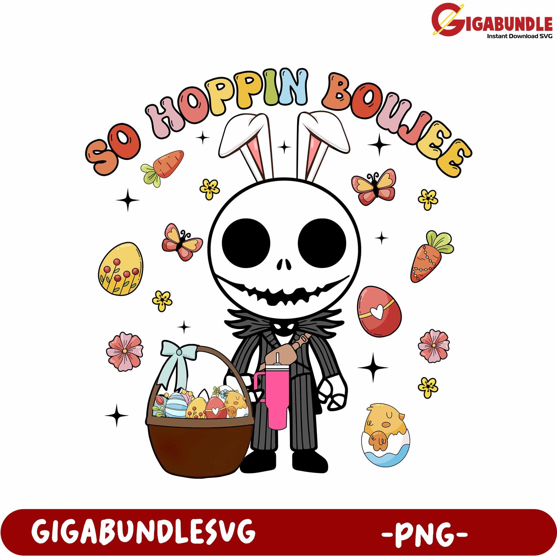 So Hoppin Boujee Bunny PNG Design with Easter Elements