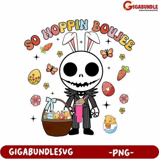 So Hoppin Boujee Bunny PNG Design with Easter Elements