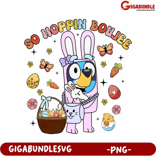 So Hoppin Boujee Cute Bunny Cartoon PNG Design for Easter
