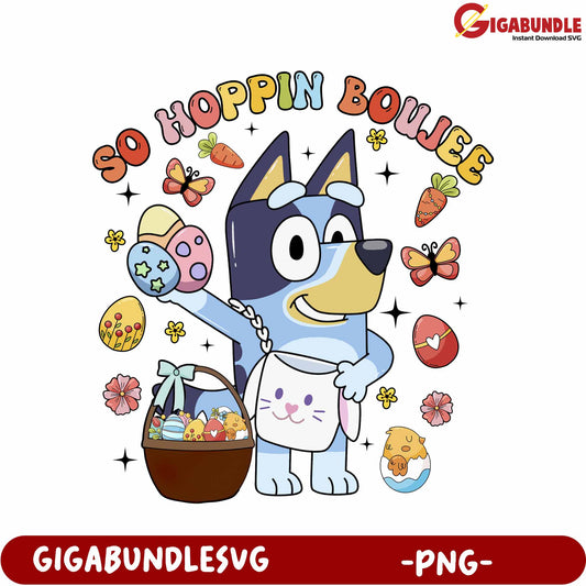 So Hoppin Boujee Cute Dog Easter PNG Design for Kids