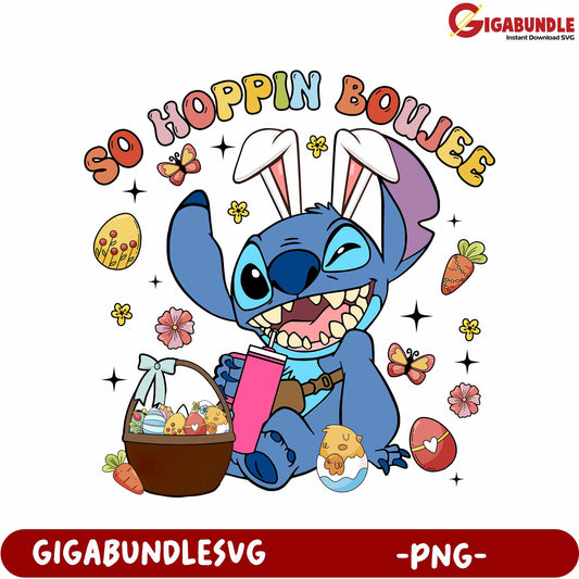 So Hoppin Boujee Easter Bunny PNG with Fun Elements