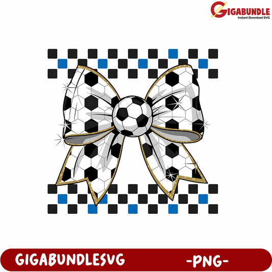 Soccer Ball Bow Graphic Design for Sports Theme Decorations PNG