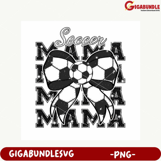 Soccer Mama Graphic with Bow for Sports Apparel Design
