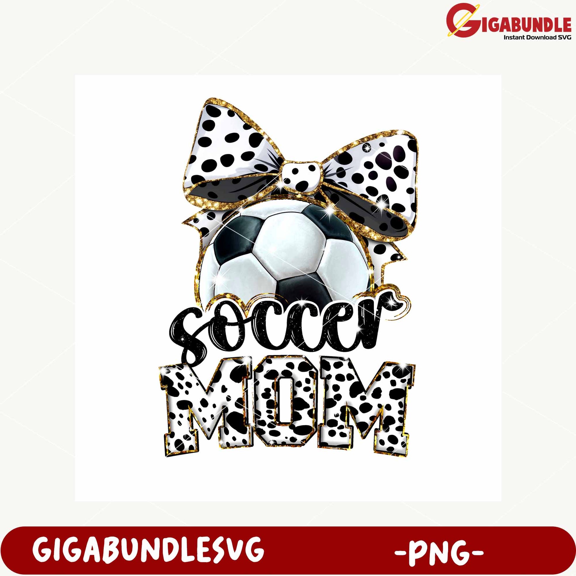 Soccer Mom Decor with Polka Dot Bow Graphic PNG