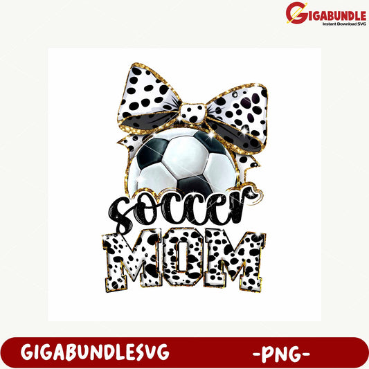 Soccer Mom Decor with Polka Dot Bow Graphic PNG