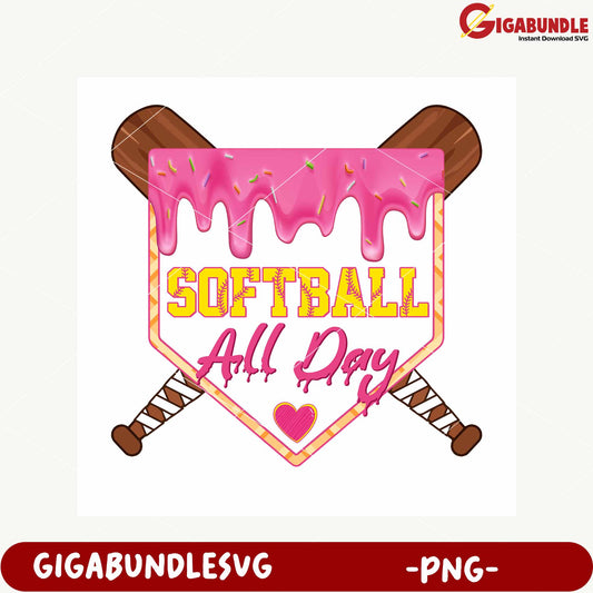 Softball All Day Fun Graphic for PNG Product Format