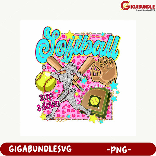 Softball Design with Batter Gloves and Balls PNG File