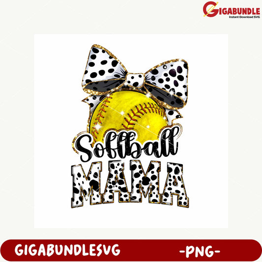 Softball Mama Bow Graphic PNG for Sports Lovers