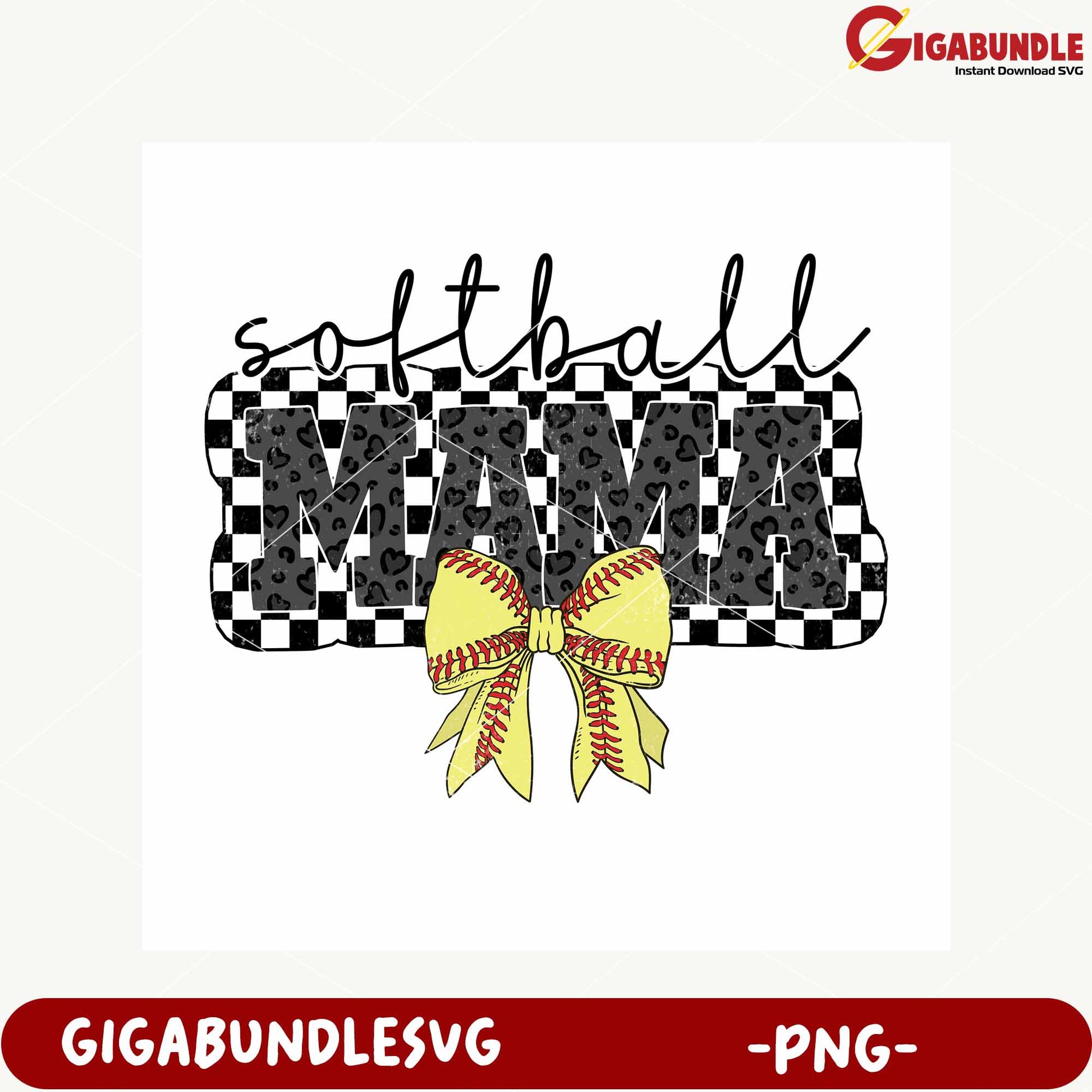 Softball Mama Design with Bow for Sports Lovers PNG