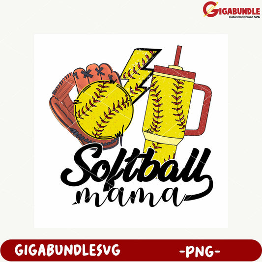 Softball Mama Graphic for Sports Moms PNG Download