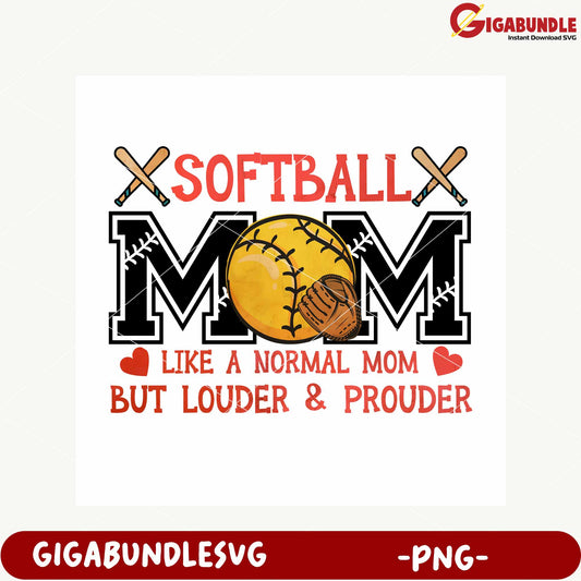 Softball Mom Design for Proud Sports Mothers PNG