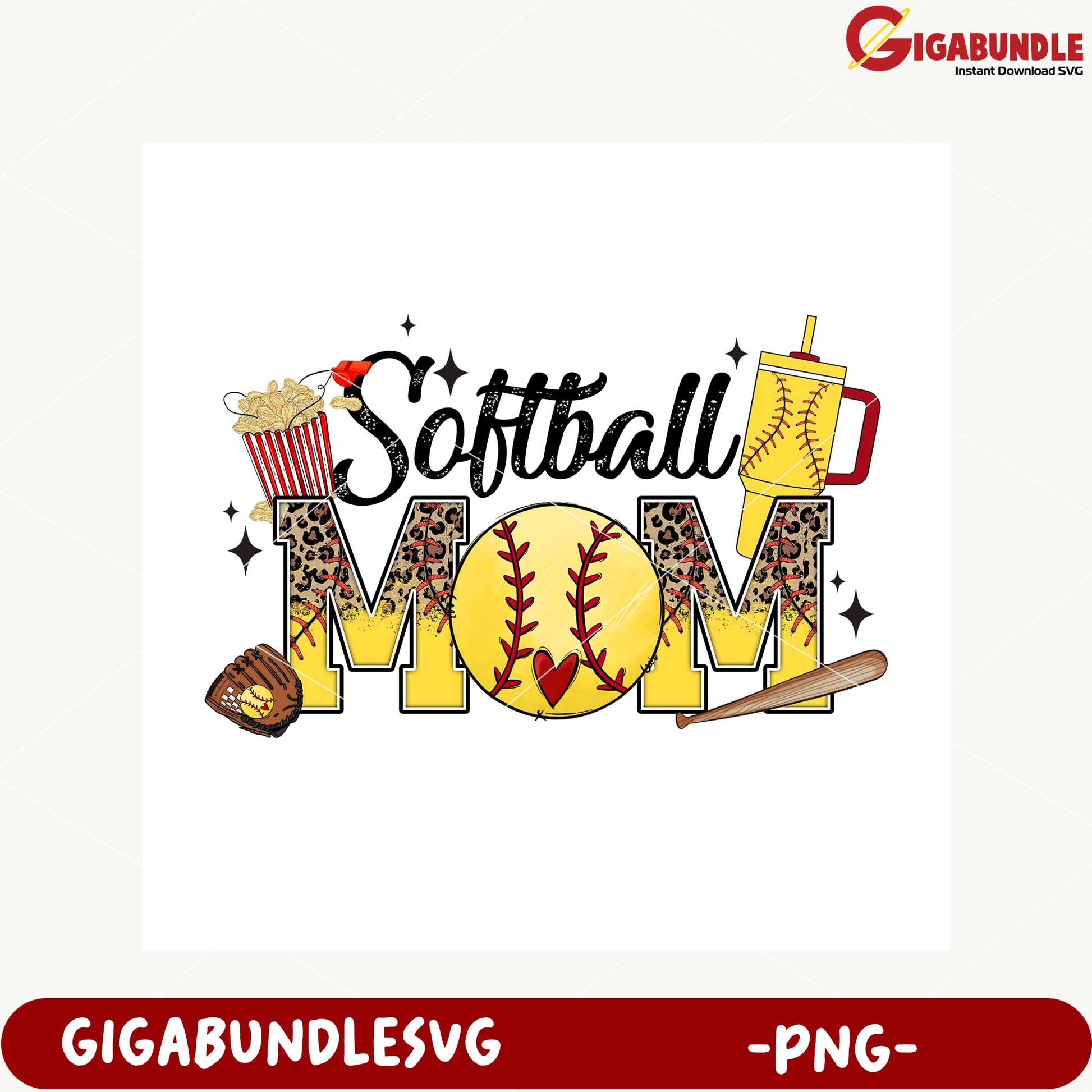 Softball Mom Design for Sports Lovers and Enthusiasts PNG