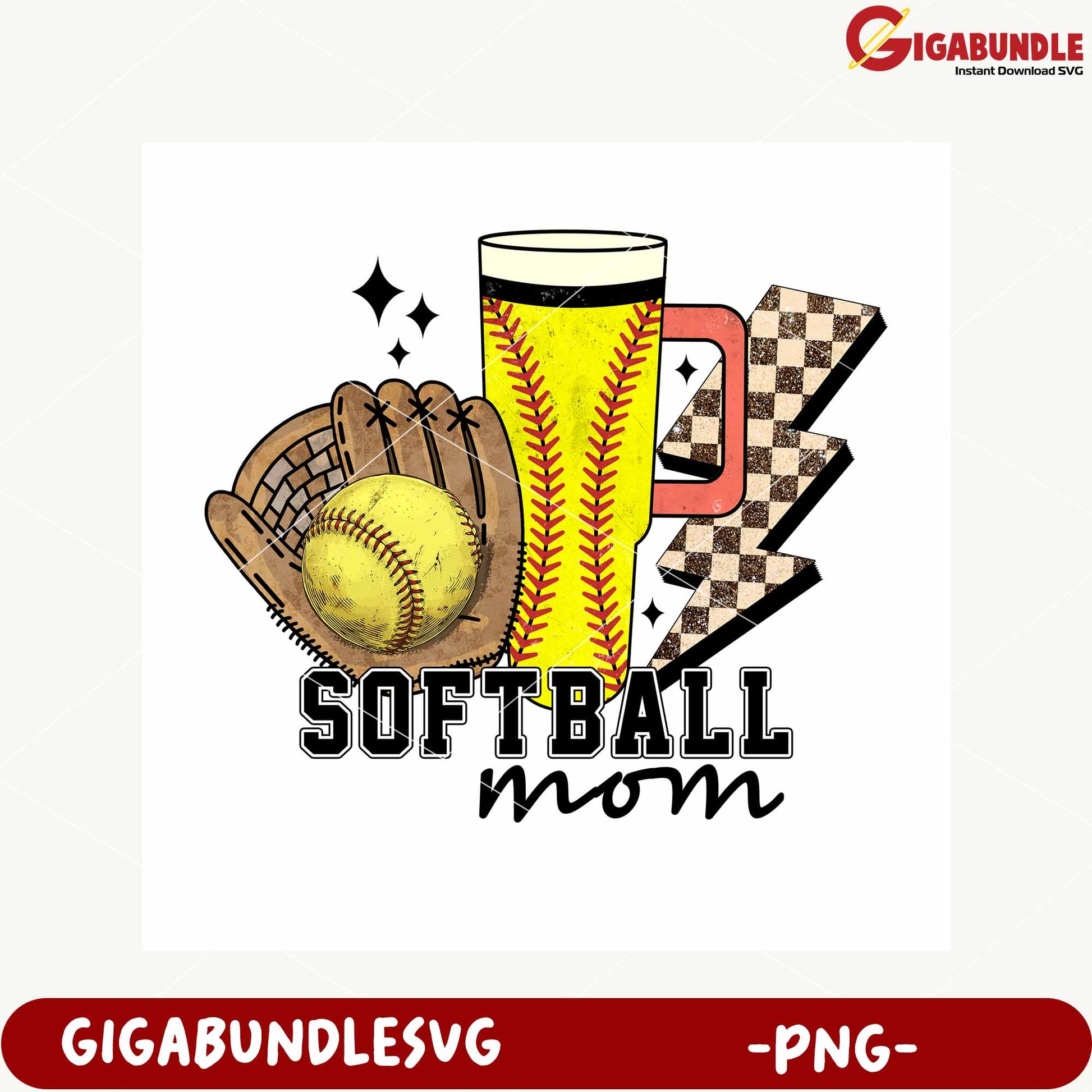 Softball Mom Design with Beer and Ball PNG Graphic