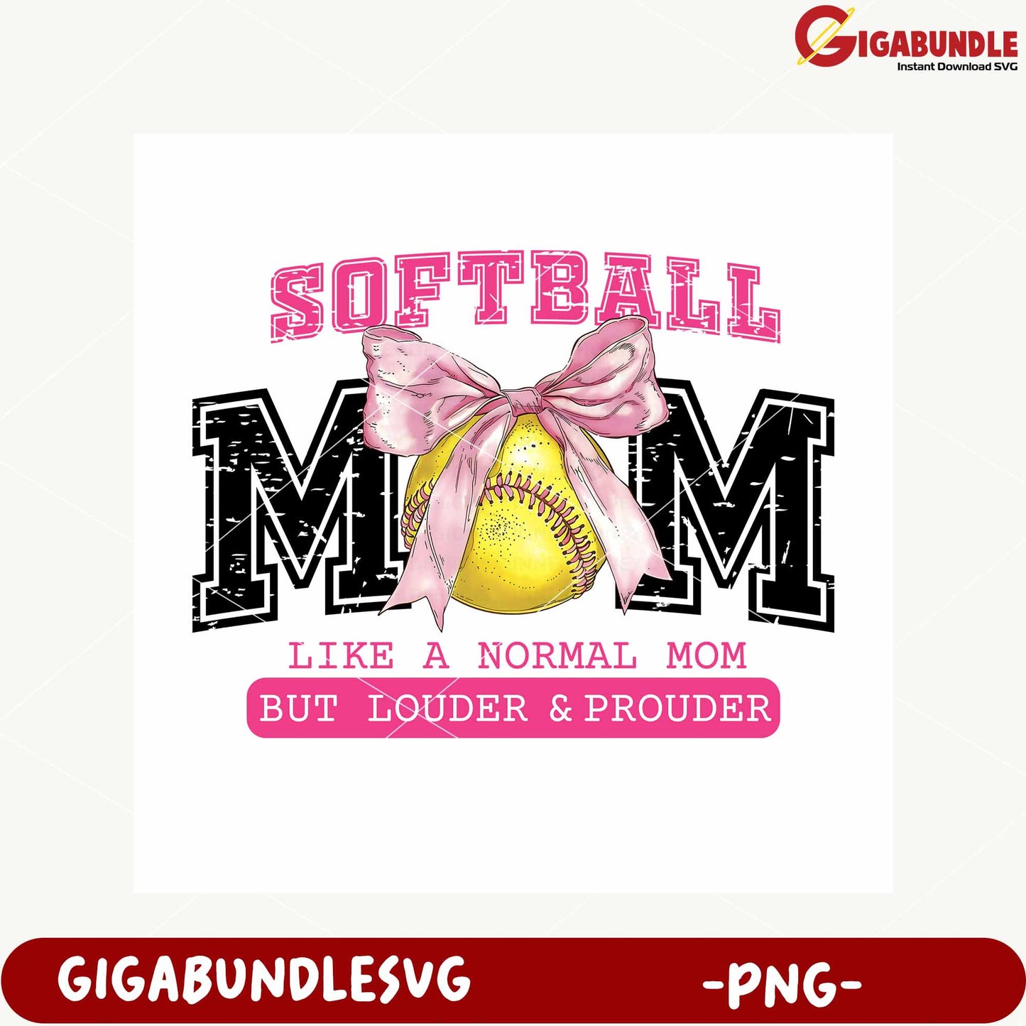 Softball Mom Design with Bow PNG for Proud Mothers