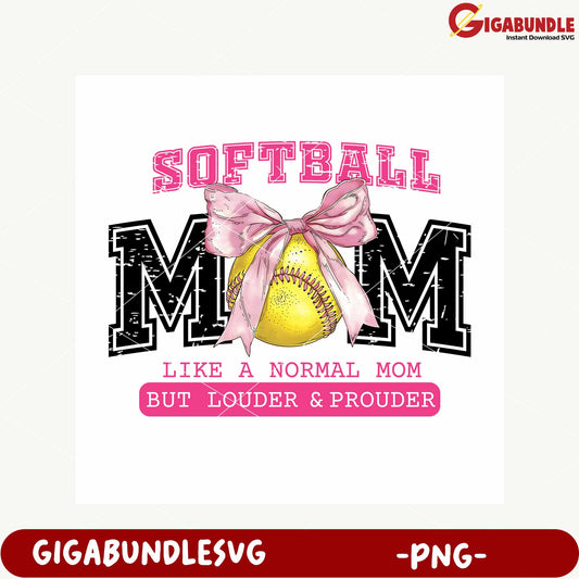 Softball Mom Design with Bow PNG for Proud Mothers